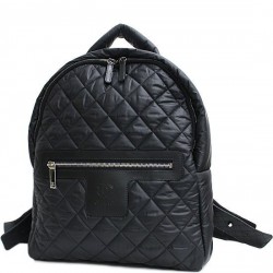 Replica Chanel Coco Cocoon Front Zipper Pocket Archy Top Diamond-type Lattice Style Black Nylon Women's Backpack A92559