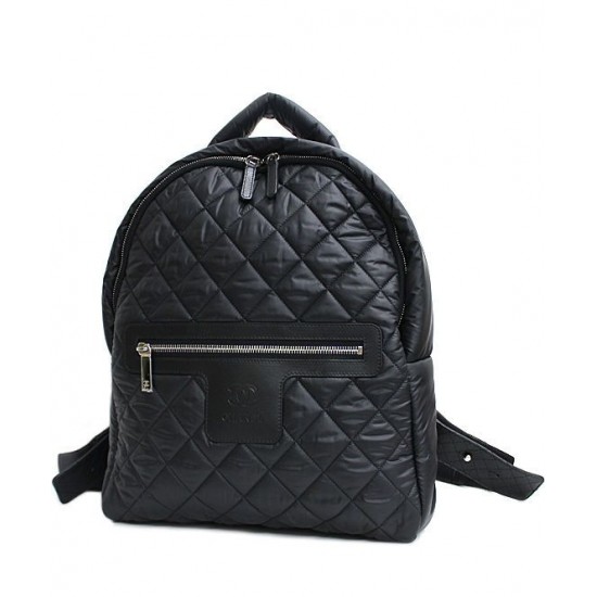 Replica Chanel Coco Cocoon Front Zipper Pocket Archy Top Diamond-type Lattice Style Black Nylon Women's Backpack A92559