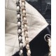 Fake Chanel Gabrielle Silver CC Logo Two-tone Chain Shoulder Strap Diamond Lattice White & Black Leather Female Drawstring Backpack