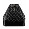 Faux Chanel Gabrielle Diamond Lattice Silver CC Decoration Women's Two-tone Chain Strap Black Lambskin Drawstring Backpack