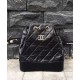 Faux Chanel Gabrielle Diamond Lattice Silver CC Decoration Women's Two-tone Chain Strap Black Lambskin Drawstring Backpack