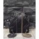 Faux Chanel Gabrielle Diamond Lattice Silver CC Decoration Women's Two-tone Chain Strap Black Lambskin Drawstring Backpack