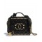 Spring Popular Black Quilted Leather CC Logo Signature Link Chain Trimming - Fake Chanel Top Handle Vanity Bag