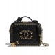 Spring Popular Black Quilted Leather CC Logo Signature Link Chain Trimming - Fake Chanel Top Handle Vanity Bag