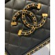 Spring Popular Black Quilted Leather CC Logo Signature Link Chain Trimming - Fake Chanel Top Handle Vanity Bag