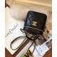 Cheapest Yellow Gold Plated Interlocking C Logo Zipper Closure Black Quilted Leather Vanity Case - Fake Chanel Buckle Bag