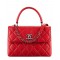 Imitation Chanel Red Quilted Leather Antique Silver CC Shaped Turn Lock Ladies Top Handle Chain Shoulder Strap Flap Bag UK