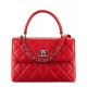 Imitation Chanel Red Quilted Leather Antique Silver CC Shaped Turn Lock Ladies Top Handle Chain Shoulder Strap Flap Bag UK