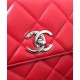 Imitation Chanel Red Quilted Leather Antique Silver CC Shaped Turn Lock Ladies Top Handle Chain Shoulder Strap Flap Bag UK