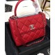 Imitation Chanel Red Quilted Leather Antique Silver CC Shaped Turn Lock Ladies Top Handle Chain Shoulder Strap Flap Bag UK