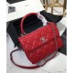 Imitation Chanel Red Quilted Leather Antique Silver CC Shaped Turn Lock Ladies Top Handle Chain Shoulder Strap Flap Bag UK