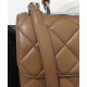 Fake Chanel Silver CC Logo Turn Lock Top Handle Style Medium Flap Bag Lady Fashion Coffee Quilted Leather Chain Handbag