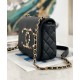 Fake Chanel Diversiform Metal CC Logo Floral Heart Black Cowhide Leather Flap Shoulder Bag For Ladies