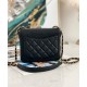 Fake Chanel Diversiform Metal CC Logo Floral Heart Black Cowhide Leather Flap Shoulder Bag For Ladies