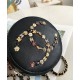 Replica Chanel Mini Black Cowhide Leather Multifarious Flower Heart CC Decoration Women's Zipper Round Bag