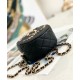 Replica Chanel Mini Black Cowhide Leather Multifarious Flower Heart CC Decoration Women's Zipper Round Bag