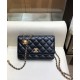 Best Black Uilted Leather Diamond Pattern Turn Lock Design Medium Wallet - Fake Chanel Golden Chain Shoulder Strap Women's Crossbody Bag