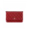 Fashion Red Quilted Leather Rhombus Pattern Women's WOC Wallet - Faux Chanel Medium Silver CC Logo Signature Chain Bag