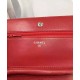 Fashion Red Quilted Leather Rhombus Pattern Women's WOC Wallet - Faux Chanel Medium Silver CC Logo Signature Chain Bag