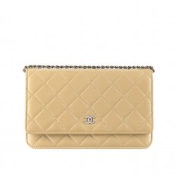 High Quality Silver CC Logo Signature Chain Shoulder Strap Bisque Yellow Quilted Leather WOC Wallet - Chanel Medium Flap Bag