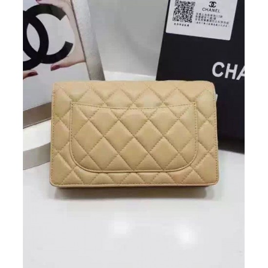 High Quality Silver CC Logo Signature Chain Shoulder Strap Bisque Yellow Quilted Leather WOC Wallet - Chanel Medium Flap Bag