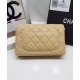 High Quality Silver CC Logo Signature Chain Shoulder Strap Bisque Yellow Quilted Leather WOC Wallet - Chanel Medium Flap Bag