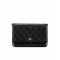 Hot Selling Black Quilted Leather Silver CC Logo Snap Button WOC Chian Wallet - Fake Chanel Classic Women's Flap Handbag AP0250 Y01480 C3906