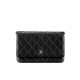 Hot Selling Black Quilted Leather Silver CC Logo Snap Button WOC Chian Wallet - Fake Chanel Classic Women's Flap Handbag AP0250 Y01480 C3906