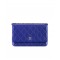 High End Blue Quilted Leather Silver CC Logo Signature Chain WOC Wallet - Replica Chanel Sewing Line Style Female Crossbody Bag