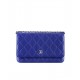 High End Blue Quilted Leather Silver CC Logo Signature Chain WOC Wallet - Replica Chanel Sewing Line Style Female Crossbody Bag