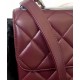 Fall Trendy Silver Interlocking C Turn Lock Classic Cannage Pattern Dark Red Leather Top Handle Bag - Fake Chanel Female Flap Chain Bag