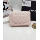 Classic Nude Pink Quilted Leather Silver CC Logo Snap Button Medium Chain Wallet - Imitated Chanel Women's Flap Crossbody Bag