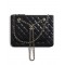 Hot Selling Chain Strap Decoration Interlocking C Detail Black Quilted Leather - Fake Chanel Zipper Clutch Bag 28CM