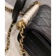 Fashion Black Quilted Leather Top White Pearl Detail CC Logo Turn Lock - Replica Chanel Chain Strap Ladies Flap Bag