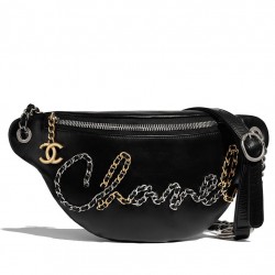 High Quality Chanel Chain Style Brand Letter Decoration Black Leather Marsupio Women's Zipper Closure Crossbody Bag UK