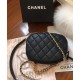 Latest Brass Studs Style CC Pattern Golden Chain Handle Shoulder Strap - Faux Chanel Black Quilted Leather Camera Case