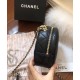 Latest Brass Studs Style CC Pattern Golden Chain Handle Shoulder Strap - Faux Chanel Black Quilted Leather Camera Case