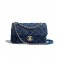 Faux Chanel White Quilted Blue Canvas Yellow Gold CC Turn Lock Chain Shoulder Strap Female Flap Bag 26CM