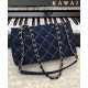 Faux Chanel White Quilted Blue Canvas Yellow Gold CC Turn Lock Chain Shoulder Strap Female Flap Bag 26CM