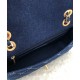 Faux Chanel White Quilted Blue Canvas Yellow Gold CC Turn Lock Chain Shoulder Strap Female Flap Bag 26CM