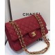 Imitation Chanel Golden Turn Lock Chain Shoulder Strap Women's Red Quilted Caviar Leather Jumbo Double Flap Crossbody Bag