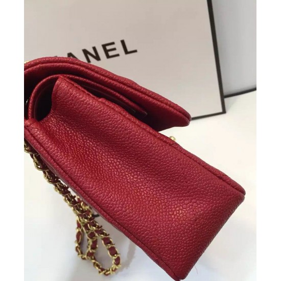 Imitation Chanel Golden Turn Lock Chain Shoulder Strap Women's Red Quilted Caviar Leather Jumbo Double Flap Crossbody Bag