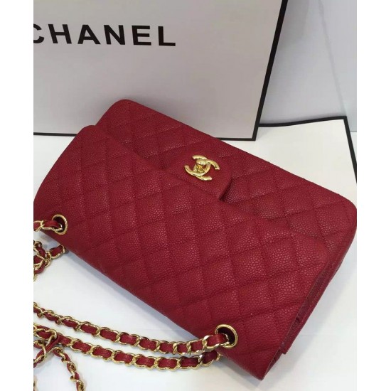 Imitation Chanel Golden Turn Lock Chain Shoulder Strap Women's Red Quilted Caviar Leather Jumbo Double Flap Crossbody Bag