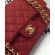 Imitation Chanel Golden Turn Lock Chain Shoulder Strap Women's Red Quilted Caviar Leather Jumbo Double Flap Crossbody Bag