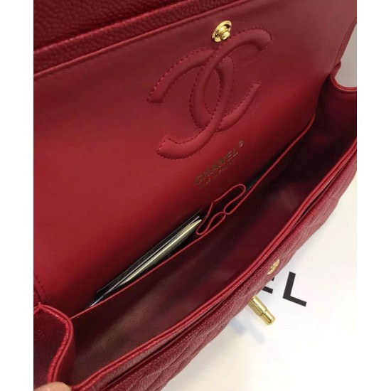 Imitation Chanel Golden Turn Lock Chain Shoulder Strap Women's Red Quilted Caviar Leather Jumbo Double Flap Crossbody Bag