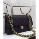 Best Chanel Double Chain Shoulder Strap Golden Interlocking C Rotatable Buckle Black Quilted Caviar Leather Jumbo Flap Bag