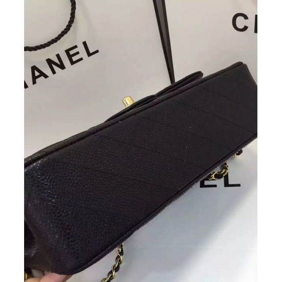 Best Chanel Double Chain Shoulder Strap Golden Interlocking C Rotatable Buckle Black Quilted Caviar Leather Jumbo Flap Bag