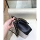 Imitation Chanel Yellow Gold Chain Motif Diamond-type Lattice Simple Top Handle Women's Black Lambskin Leather Flap Bag