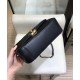 Imitation Chanel Yellow Gold Chain Motif Diamond-type Lattice Simple Top Handle Women's Black Lambskin Leather Flap Bag