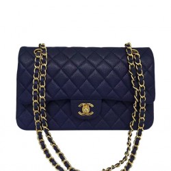 Hot Selling Classic Jumbo Dark Blue Quilted Leather Golden Hardware Flap Bag - Replica Chanel CC Turn Lock Ladies Chain Bag